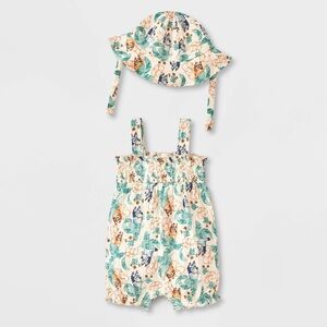 Bluey 2 Piece Baby Girl Romper Set with Hat 18 months